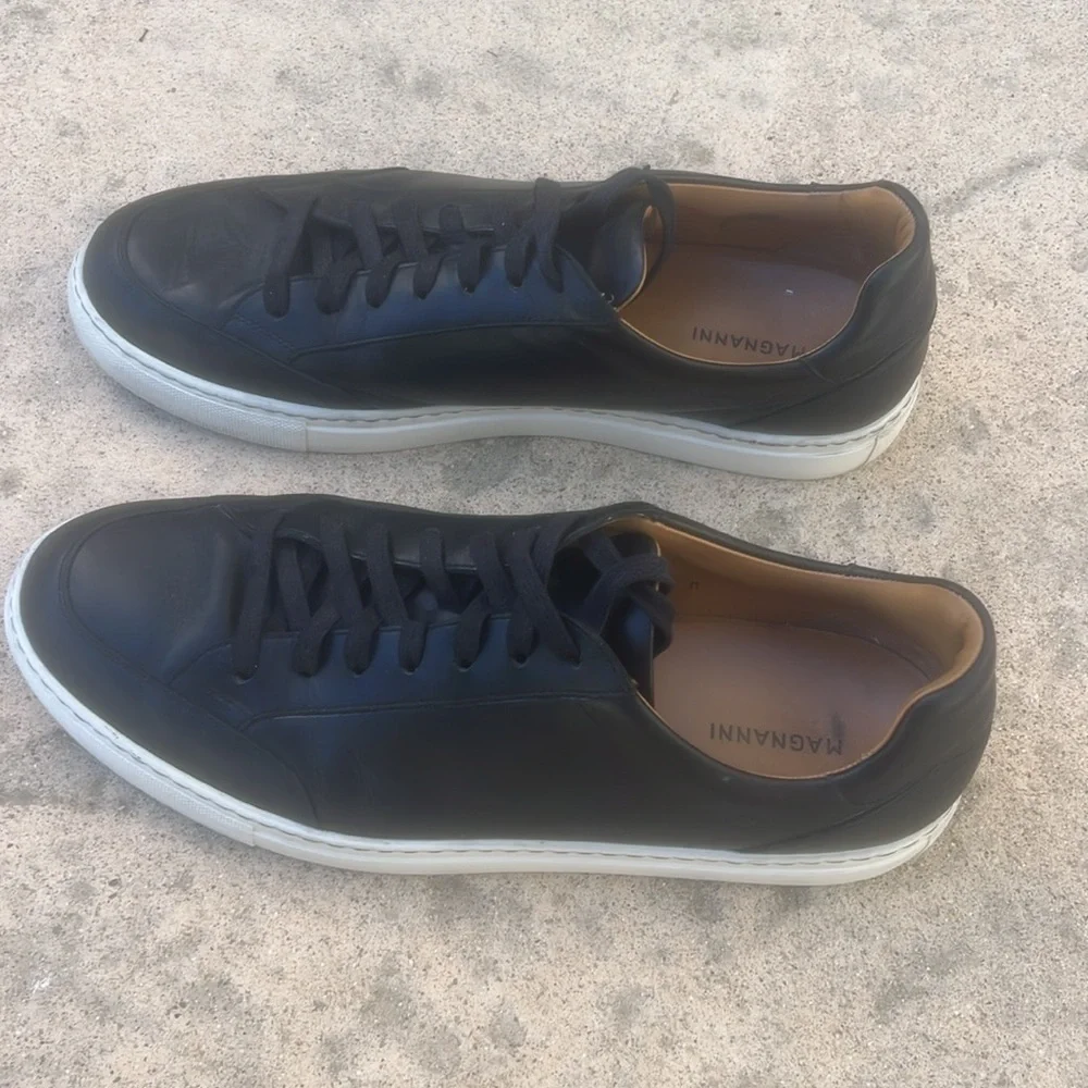 Magnanni Men's Black Leather Casual Dressy Sneaker Shoes Size 13